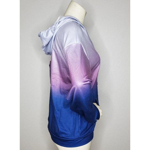 ETCYY Women's Color Block Hoodie Long Sleeve Casual Drawstring Button Down Med - Picture 2 of 8